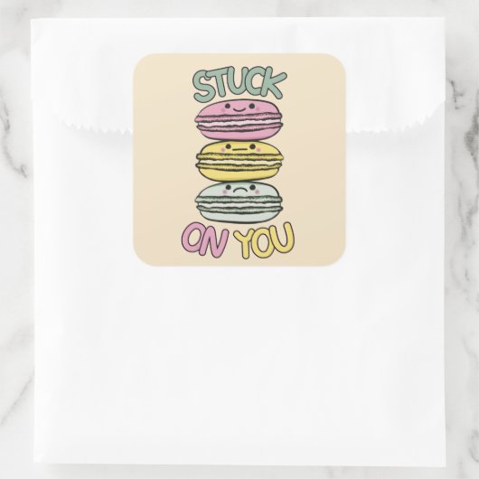 Stack of Cute Kawaii Macarons Vierkante Sticker (Tas)
