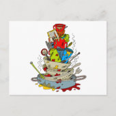 Stack of Dirty Dishes Cartoon Briefkaart (Voorkant)