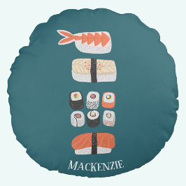 Stack of Sushi Custom Name Rond Kussen