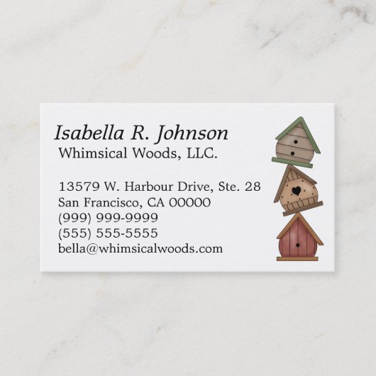 Stack of Three Weathered Birdhouses Visitekaartje (Voorkant)