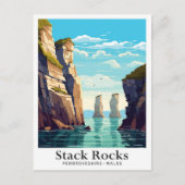 Stack Rocks Pembrokeshire Travel Illustration Briefkaart (Voorkant)
