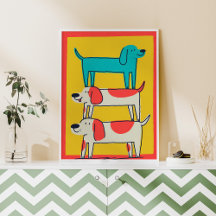 Stacked Dogs Wall Pets Art Poster Print