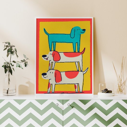 Stacked Dogs Wall Pets Art Poster Print