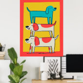Stacked Dogs Wall Pets Art Poster Print (Thuiskantoor)