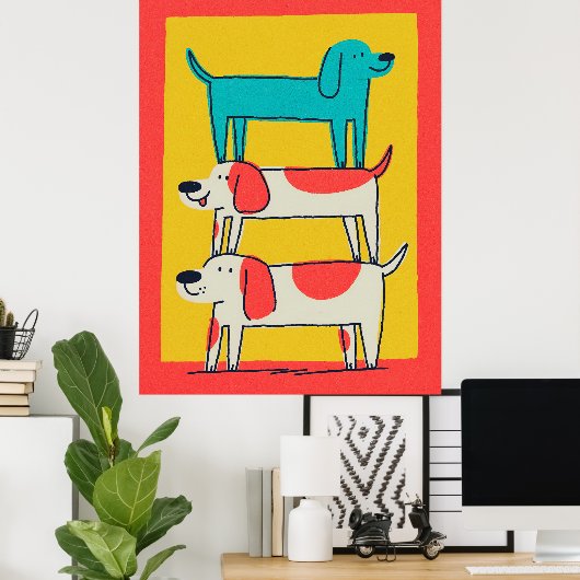 Stacked Dogs Wall Pets Art Poster Print (Thuiskantoor)