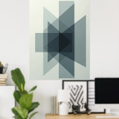 Stacked Illusions: Monochromatic Geometric Depth Poster (Thuiskantoor)