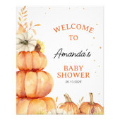 Stacked Little Pumpkin Baby shower Welkomstbord Foto Afdruk (Voorkant)