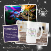 Stacked Mardi Gras Design Frosted Glass Mug Matglas Bierpul