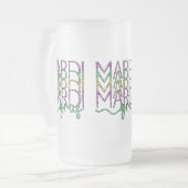 Stacked Mardi Gras Design Frosted Glass Mug Matglas Bierpul (Voorkant links)