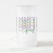 Stacked Mardi Gras Design Frosted Glass Mug Matglas Bierpul (Center)