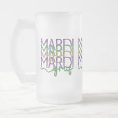 Stacked Mardi Gras Design Frosted Glass Mug Matglas Bierpul (Links)