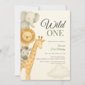 Stacked Safari Animals Baby Verjaardag Kaart (Voorkant)