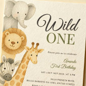 Stacked Safari Animals Baby Verjaardag Kaart