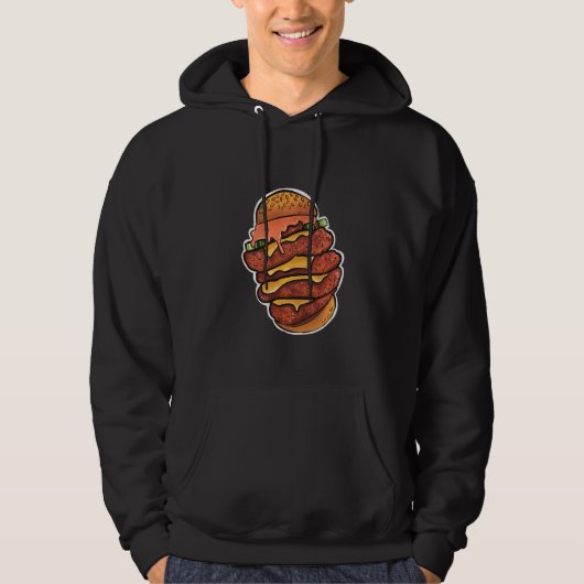 Stacked Spicy Chicken Sandwich With Sauce Illustra Hoodie (Voorkant)