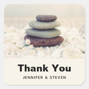 Stacked Stones Meditatief Cairn Dank je Vierkante Sticker