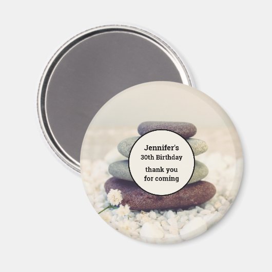 Stacked Stones Meditatieve Cairn Verjaardag Dank u Magneet (Voorkant / Achterkant)