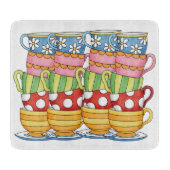 Stacked Teacups Teatime Illustration Snijplank (Voorkant)