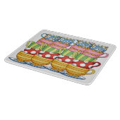 Stacked Teacups Teatime Illustration Snijplank (Hoek)