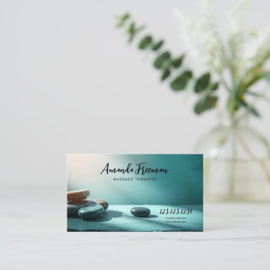 Stacked Zen Stones Massage Therapeut Visitekaartje (Staand voorkant)