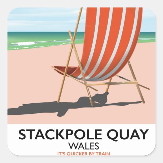 Stackpole Quay Wales strand reisposter Vierkante Sticker (Voorkant)