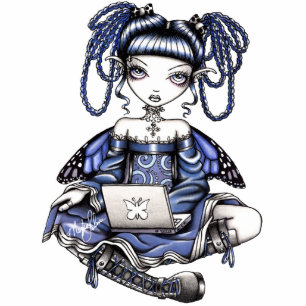 Stacy Blue Lab Top Fairy Photo Sculpture Staand Fotobeeldje