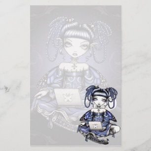 "Stacy" Cute Blue Lap Top Fairy Art Stationery Briefpapier