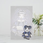"Stacy" Cute Blue Lap Top Fairy Art Stationery Briefpapier (Staand voorkant)