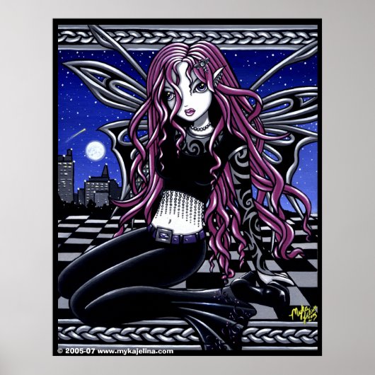 Stacy Pink Feary City Scape Tattooed Poster (Voorkant)