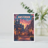 Stad Amsterdam Nederland Vintage Reizen Briefkaart (Staand voorkant)