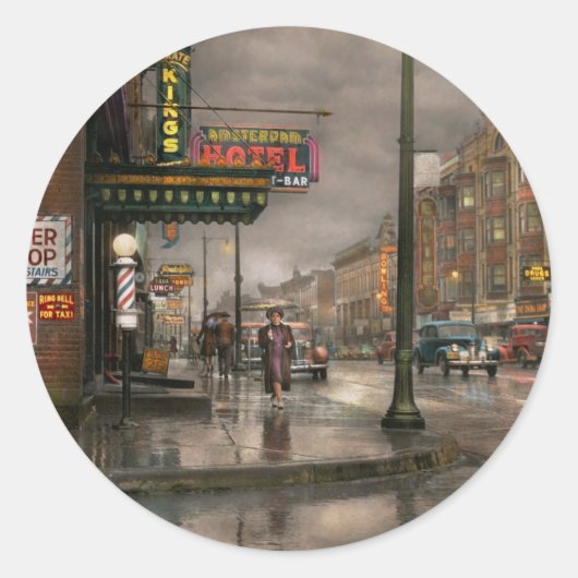 Stad - Amsterdam NY - Bel 666 voor Taxi 1941 Ronde Sticker (Voorkant)