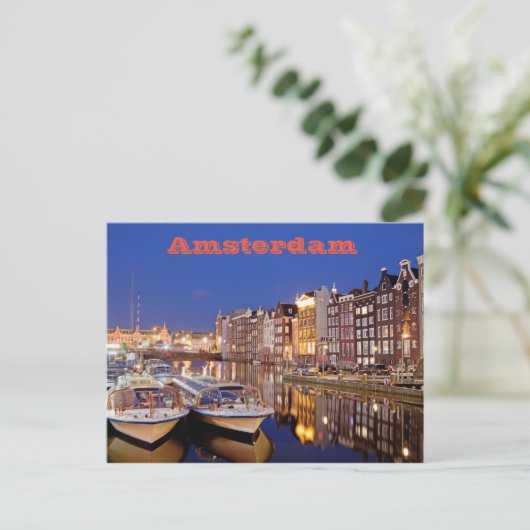 Stad Amsterdam van Night Briefkaart (Staand voorkant)