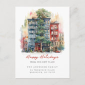 Stad appartement kerst Nieuw adres Aankondigingskaart (Voorkant)