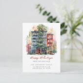 Stad appartement kerst Nieuw adres Aankondigingskaart (Staand voorkant)