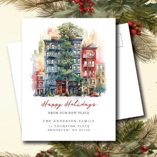 Stad appartement kerst Nieuw adres Aankondigingskaart