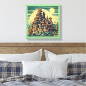 Stad Atlantis 4 - Houtsnijstijl Canvas Afdruk (Insitu (Slaapkamer))