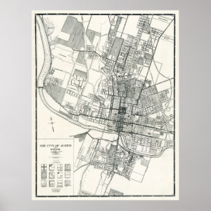 STAD AUSTIN, TEXAS MAP 1925 POSTER