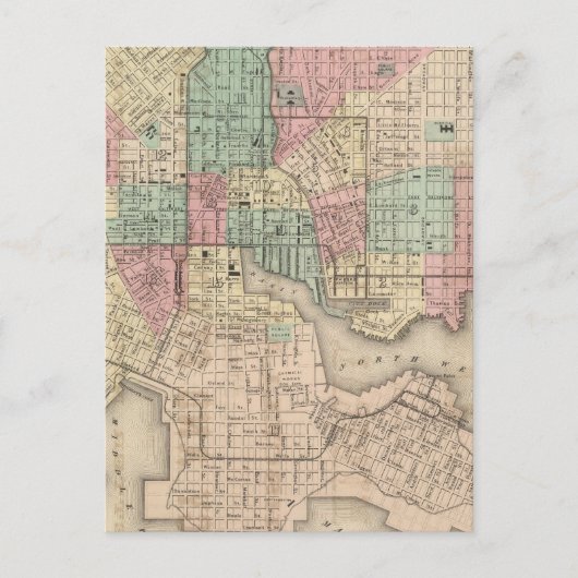 Stad Baltimore, Maryland Briefkaart (Voorkant)