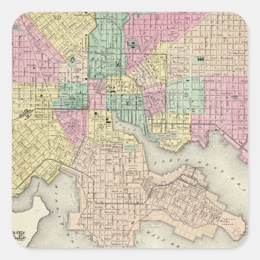 Stad Baltimore Maryland Vierkante Sticker (Voorkant)