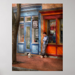 Stad - Baltimore, MD - Wachtend bij Joe's fietswin Poster