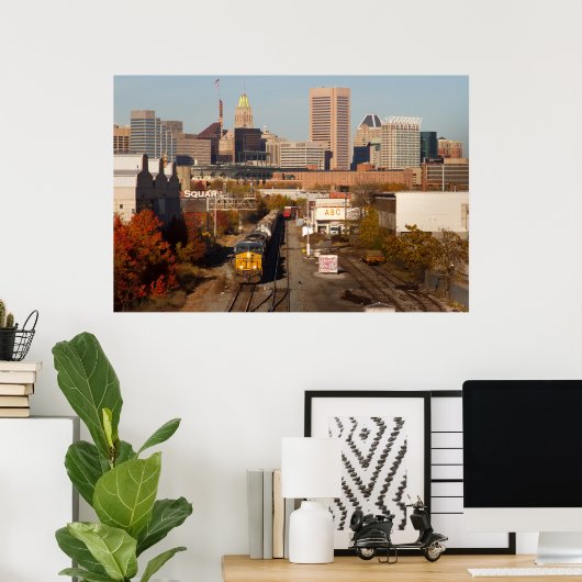 Stad Baltimore met trein Poster (Thuiskantoor)