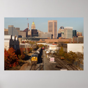 Stad Baltimore met trein Poster