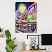 Stad Bars en Casinos | AI Art Poster (Thuiskantoor)