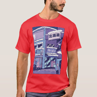 Stad bedekt met sneeuwwintergebouw t-shirt