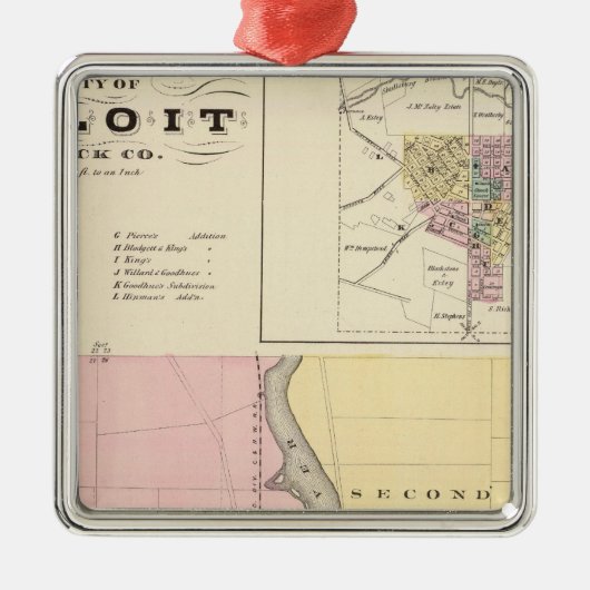 Stad Beloit, Rock Co en Shullsburg Metalen Ornament (Voorkant)