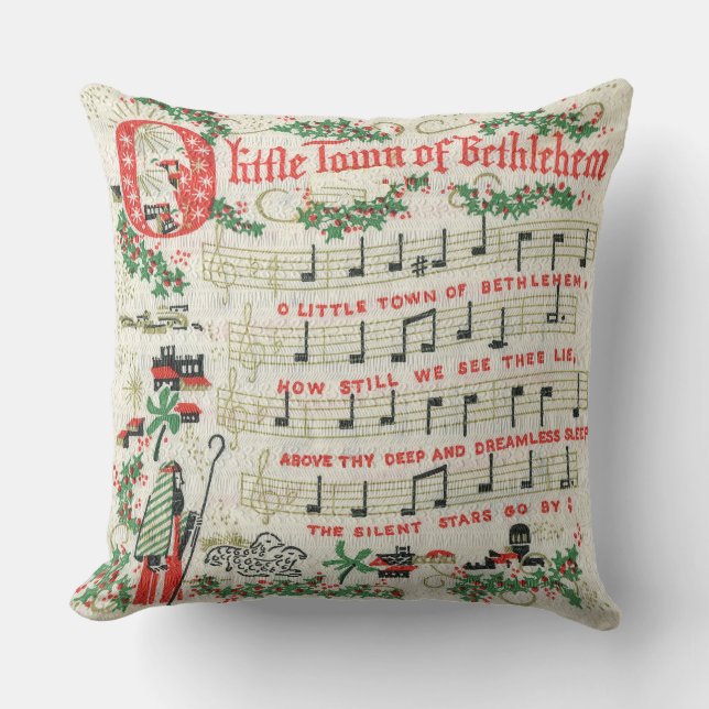 Stad Bethlehem lied Vintage Kerstmis Kussen (Voorkant)
