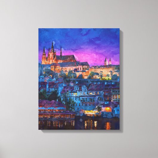 Stad bij nacht canvas afdruk (Voorkant)