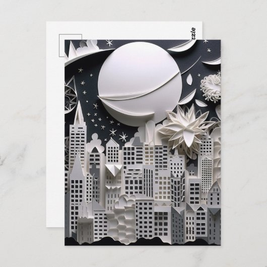 Stad bij nacht Landschapsachtergrond Briefkaart (Voorkant / Achterkant)