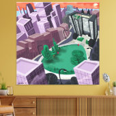 Stad bij zonsondergang canvas afdruk (Insitu (Woonkamer))