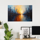 Stad bij zonsondergang poster (Thuiskantoor)