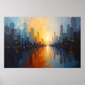 Stad bij zonsondergang poster (Voorkant)